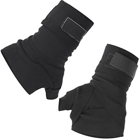 Svart polyuretan boxning lindningsbandage handinpackningar för Muay Thai MMA träningsstöd och skydd Par med 2 st.