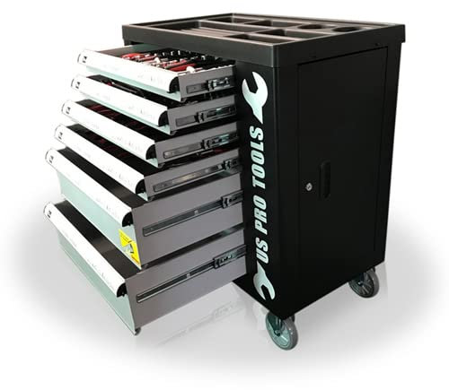 US PRO Tool Box Tools 6 Drawer Roller Cabinet with Tools