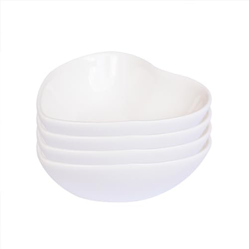 Pirhosigma 4 x Heart Shaped Porcelain Soy Sauce Dish Ceramic Dip Dipping Bowls White for Dinner Baking BBQ and Cooking