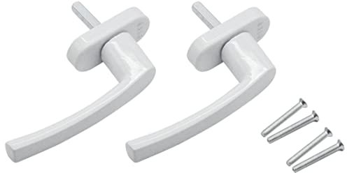 Hsthe Sea 2 x maniglie per finestra in alluminio, maniglia per finestra con perno di bloccaggio lunghezza 35 mm, serratura per finestra con blocco bambini, bianco (senza chiave)
