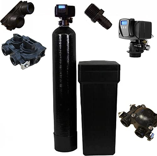 Fleck Whole House 64k Water Softener System Upgraded 10% Resin 5600sxt Metered on-demand with 1 bypass and brine tank, 64,000 grain 10% Crosslink resin - complete system