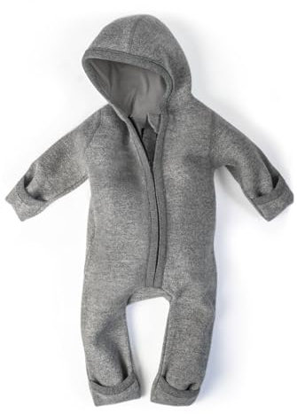 Ehrenkind® WALKOVERALL | Baby Wollwalk-Overalls aus Merino Schurwolle mit Reißverschluss | Walk Wolle Woll-Anzug für Kleinkind und Baby | Grau Gr. 98-104