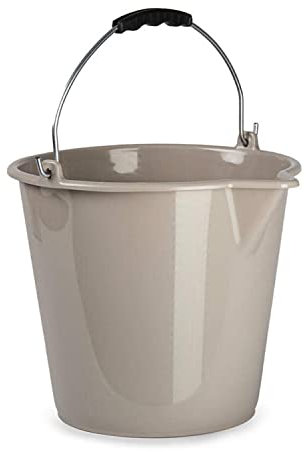 CABLEPELADO Cubo Plástico de Limpieza Doméstico y Jardín, Cubo de Fregona, 25 cm Alto x 31 cm Diámetro Superior, Capacidad 9 Litros, Asa de Agarre, Beige