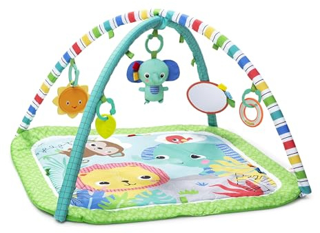 Bright Starts Wild Wiggles Baby Activity Gym & Play Mat with Taggies, Newborn and up - Green, 18.5x29.1x29.1 Inch