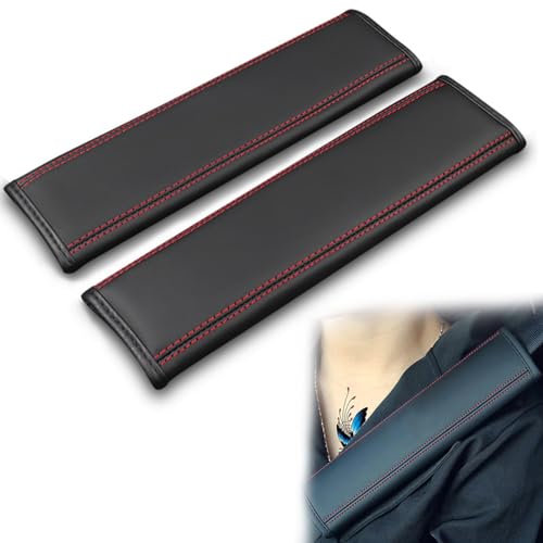 ROLMZJX 2 Pezzi Copri cintura di sicurezza auto,Imbottiture Cinture di Sicurezza,Protezione Per Cintura Di Sicurezza Rimovibile,Copri Cintura di Sicurezza Auto per bambini e adulti (24x6.5cm Nero)