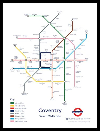 The Happy Puzzle Company - Coventry Underground Jigsaw Map 1000 Pieces - Jigsaw Puzzles for Adults 1000. This is an official Transport For London licenced product.