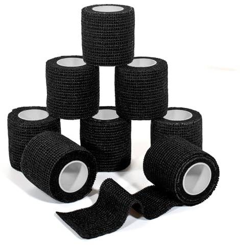 JHGIC Self Adhesive Bandage Wrap,Bandage Tape,Medical Tape,Vet Tape,Athletic Tape Gauze,for First Aid,Sports, Wrist, Ankle (Black, 2inch*8rolls)