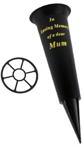 Black In Loving Memory Mum Spiked Memorial Grave Flower Vase Graveside Memorial with flower holder insert