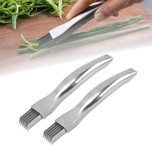 Shred Silk Messer Edelstahl, Zwiebelschneider,Gemüseschneider, Schalottenschneider Gemüsezwiebel Knoblauchschneider Manueller Zwiebelschneider, für Küche Restaurant Hotel (2 Stück)