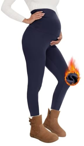 QGGQDD Leggings térmicas de maternidad de alta cintura para mujer, leggings de embarazo, leggings cálidas para el embarazo, leggings de invierno para el embarazo, para el hogar, el deporte, azul