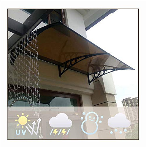 Tettoia per porta pioggia da esterno, marrone, anti UV, forte capacità portante, autopulente, ideale per porte, finestre, capannoni per biciclette, 80 x 60 cm