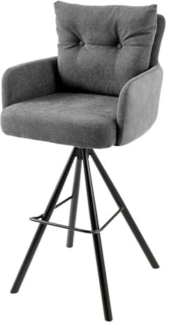 Riess Ambiente Drehbarer Design Barhocker - Big George - anthrazit Samt - Federkern mit Armlehnen