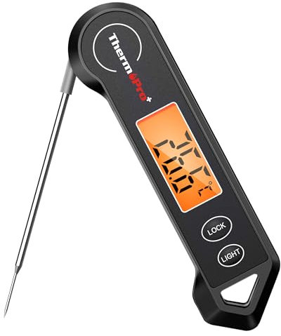 ThermoPro Termometro digitale per carne, termometro per arrosti, pieghevole, termometro per cottura per liquidi, latte, bistecca, termometro da cucina, nero