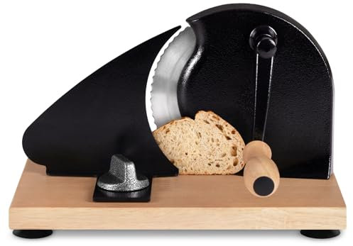 Manual Bread Slicer for Homemade Sourdough Bread, Hand Crank Bread Slicer With Scale Line, Suction Cup and Protective Cover, Adjustable Thickness