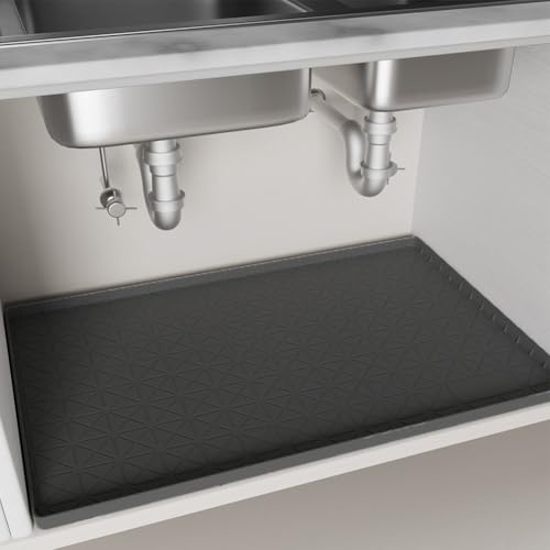 Tapis Sous Évier, Doublure de Meuble en Silicone Imperméable, avec Fond Antidérapant, Tapis de Protection Sous Évier pour Cuisines ou Garages (71x56x2 cm)