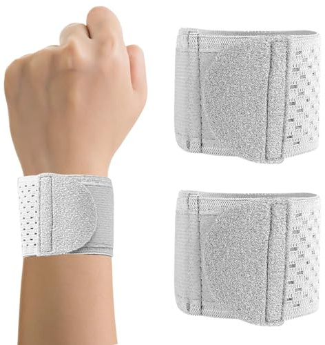 Eclove 2 Pcs Muñequeras Deportivas,Muñequera Transpirable Para Hombres y Mujeres,Funda Protectora Especial Para Tendones y Esguinces de Muñeca, Para Deportes y Fitness (Gris)