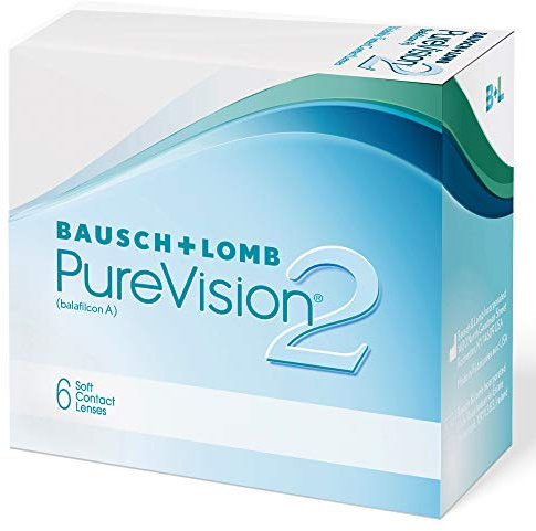 Bausch + Lomb PureVision 2 Monatslinsen, sehr dünne sphärische Kontaktlinsen, weich, 6 Stück / BC 8.6 mm / DIA 14 / -3,50 Dioptrien