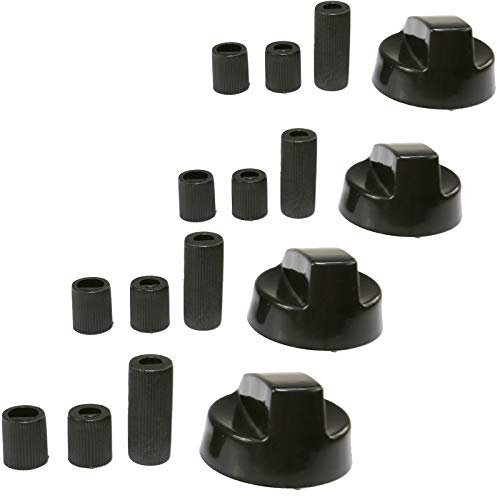 Universal Lot de 4 boutons de réglage universels pour fours cuisinières et plaques chauffantes Noir