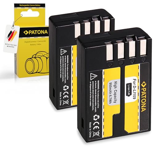 PATONA 2X Akku D-Li109 Ersatz für Pentax Li109, Li-109 Batterie 900mAh Kompatibel mit Pentax K-R, K-30, K-50, K-70, K-500, K-2, K-S2, K-S1