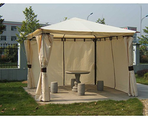 Pavillon Venezia 3×3 Meter, Stahl schwarz, Plane PVC-beschichtet Ecru Gartenmöbel Gartenpavillon Pavillonersatzdach Pavillonzubehör