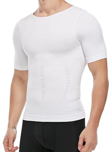 Men's Slimming Body Shaper Vest Undershirt Abs Abdomen Slim Tank Top White