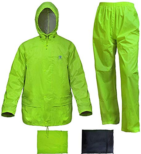 RainRider Waterproof Rain Suit for Men Women Rain Gear Jacket with Pants(Fluorescence,Medium)