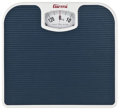 Girmi BP02 Mechanische analoge Personenwaage, 1 kg / 130 kg, Großes Ziffernblatt, Rutschfeste Trittfläche, Leicht ablesbar, Vintage-Design, Blau