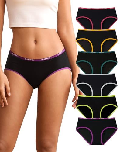 INNERSY Culotte Femme Coton Confortable sous-vêtements, M, Noir Coloré