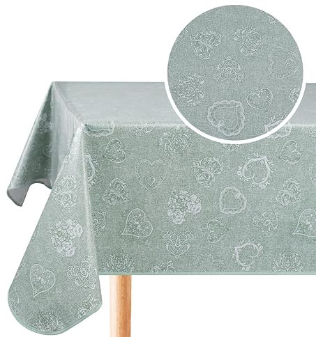 Wachstuch Tischdecke Wachstuchtischdecke Abwaschbar Eckig 140 x 180 cm Salbeigrün