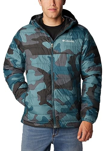 Columbia Powder Lite Hooded Jacket, Chaqueta Acolchada Con Capucha Hombre, Metal Mod Camo Print, XL