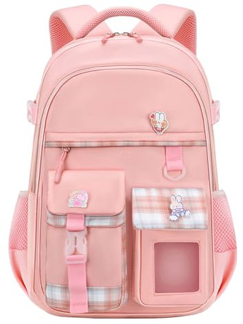 HANXIUCAO Schulrucksack Mädchen Grosse Kapazität Schulrucksack Mädchen Teenager Wasserabweisend mit Laptopfach Rucksack Mädchen für Primary Junior High University (Rosa)
