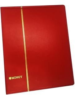 PCCB MINGT Raccoglitore a 4 anelli in pelle sintetica PU, copertina per album di banconote, francobolli, carta moneta, monete, raccolta e forniture (Rosso)