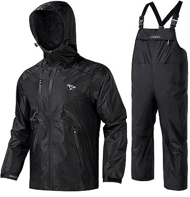 Rodeel Ensemble veste et salopette imperméables pour homme - Protection ultime pour les aventures en plein air, A.Black, XXL
