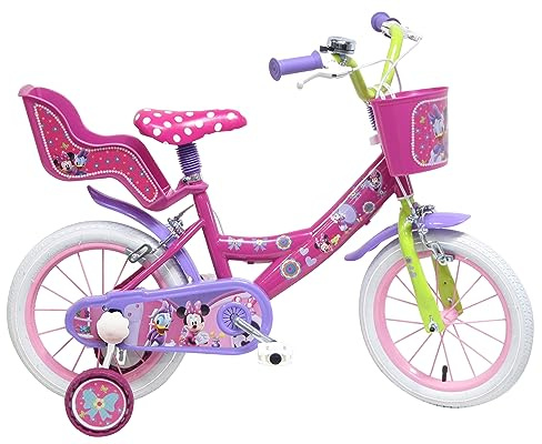 albri Niña de 14 Pulgadas, Bicicleta Disney Minnie, Rosa