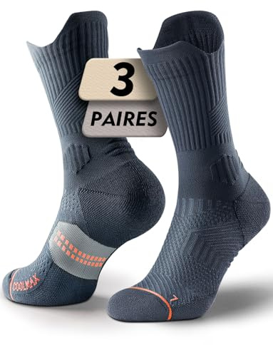 Juclise Chaussettes de Compression en Bambou pour Course, Randonnée, Cyclisme, Entraînement, Coolmax (FR/ES, Numérique, 42, 47, Taille normale, Taille normale, Charbon de bois)