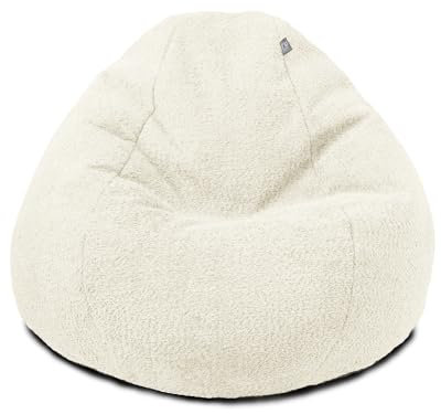 rucomfy Beanbags Large Snug Slouchbag - Adult Boucle Bean Bag Chair - Home Lounge, Living Room & Bedroom Seating for Adults - Machine Washable Fabric - 110 x 80cm (Oat, Beanbag Only)
