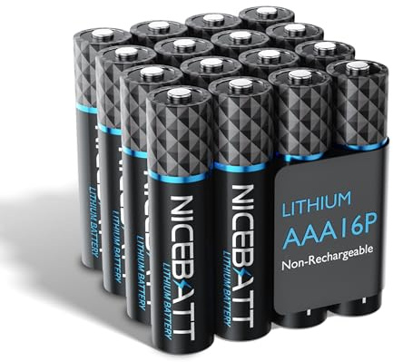 NICEBATT Lithium Batteries AAA, 1200mAh High Capacity, 1.5V Triple A Battery for High-Tech Devices - 16 Count