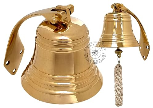 Cloche murale en laiton poli massif de 10,2 cm pour bateau, idéale pour le dîner, l'intérieur, l'extérieur, l'école, la réception, la dernière commande