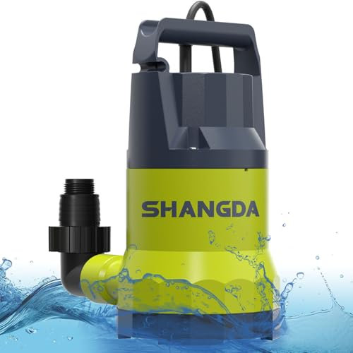 SHANGDA Sump Pump Submersible Water Pump 1.5HP 5500GPH Portable Water Transfer Draining Pump Utility Pumps for Pool Basement Hot Tub Garden with Adapters