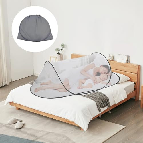 Moskitonetz Pop Up 200 x 80 x 56 cm, Faltbares Moskitonetz, Moskitonetz Reise Pop Up, Tragbares Campingzelt, Familien-Moskitonetzbett, Reise Moskitonetz Bett, für Zuhause und Camping Geeignet.