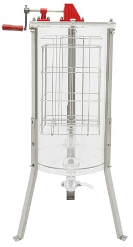 Fridgestea Extractor de miel manual, 2 marcos de panal, acrílico transparente con tapa para apicultores aficionados y profesionales