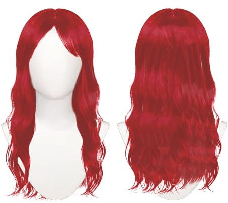 Red Long Wavy Curly Wig for Women Natural Curly Resistant Synthetic Hair Replacement Perfect for Cosplay Halloween Fancy Dress&Daily Wear Y5HSBLJF