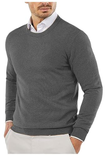 Maglione Girocollo da Uomo, Maglione Lavorato a Maglia Maglia Uomo Invernale Maglia Basic Maglione Manica Lunga Leggero Girocollo Caldo Pullover Senza Cappuccio Maglione Pesante Uomo Sweater Felpa