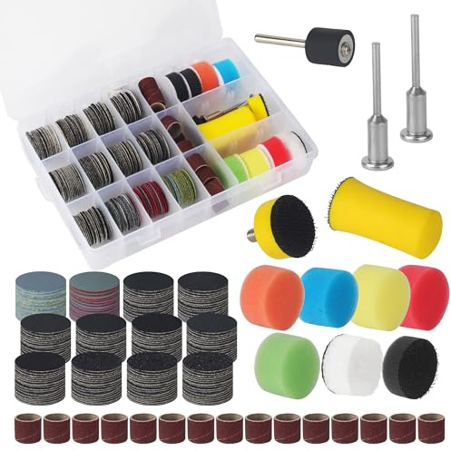 268 pezzi Dischi Abrasivi da 25 mm,per Platorelli Abrasivi Bagnati/Asciutti, per Dremel Accessori 60/80/120/240/400/800/1000/1500/2000/2500/5000/10000 per Accessori di Lucidatura e Levigatura