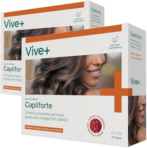 Vive+ Capilforte 2 förpackningar med 14 injektionsflaskor | håravfall med Annurca, Ashwagandha, Gurkmeja, aminosyror, vitaminer och mineraler | Stärker hår, naglar och hud