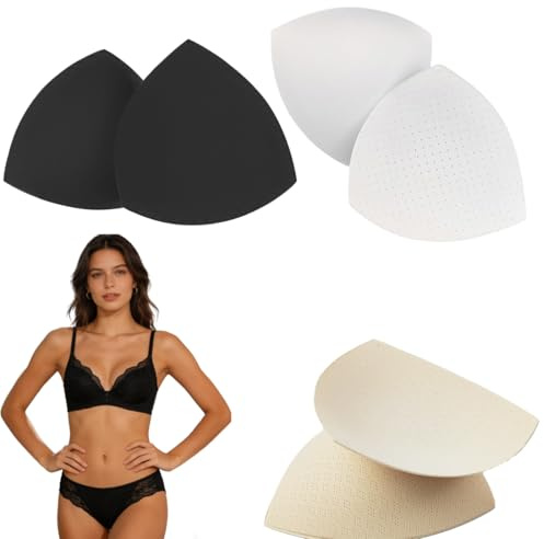BinPhorm BH-dynor insatser, 3 par triangelformade avtagbara BH-kuddar för kvinnor bekväma sportkoppar BH-insats för bikini underkläder topp baddräkt