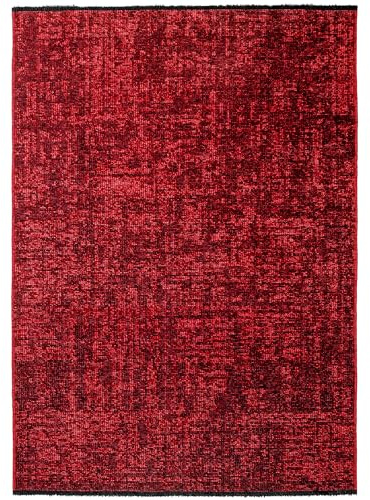 Stilvoll Günstig by ELMM Wohnzimmer Teppich 80 x 150 cm Rot – modernes Design