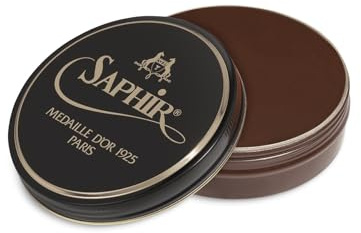 SAPHIR Medaille d’Or Pate De Luxe - Natural Wax Shoe Polish for Leather Shining - 50ml - Medium Brown