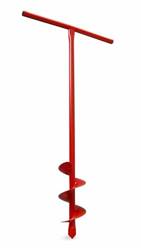 ANDRYS - Trivella a Mano per Fori, con Tappi in Pvc Neri, in Acciaio, Verniciata a Polvere, Colore Rosso, 50 x 100 cm, Fori da 12 cm