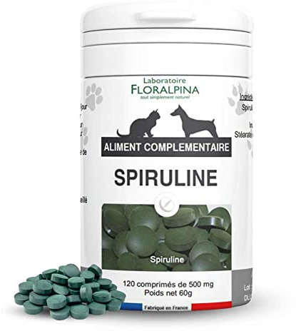 Spiruline 120 Comprimés pour Chien et Chat - Supplément Nutritionnel Naturel, Soutien Immunitaire et Santé Digestive, Riche en Protéines et Antioxydants
